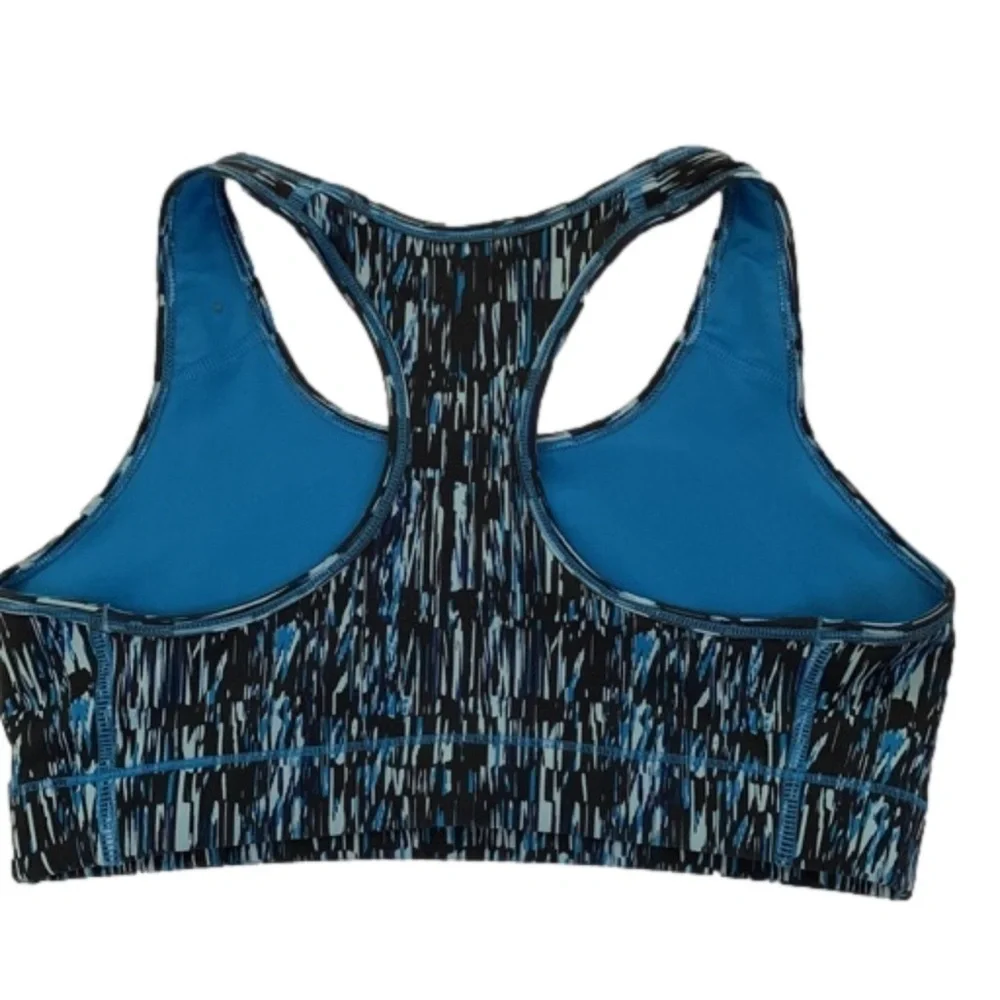 Nike Razor Back Sports Bra, Size M, Black Teal & Blue